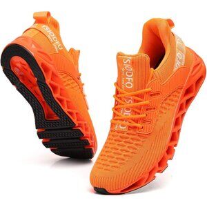 Men's Sport Fashion Running Walking Orange Athletic Tennis Sneakers Shoes